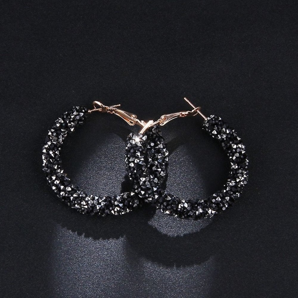 Earrings hoop hoops jewelry fashion yellow gold tone sparkle elegant party sexy